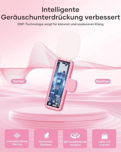 CZOCPOS Kabelloses Lavalier Mikrofon 2er Set, Mini Mikrofon für Phone, - Image 5