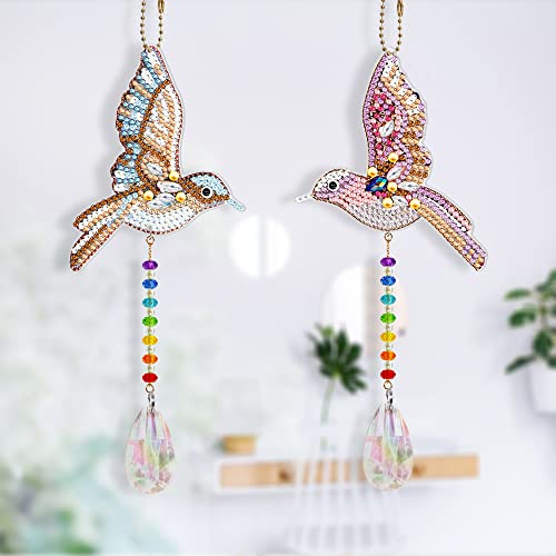 DanLink Diamond Painting Set Hängender Anhänger Handwerk, 2 Stück DIY Special Shaped Bohrer Kristall Licht Fenster Windspiele Schmuck Kit Kunst Mosaik Deko SMDZ03 Cover
