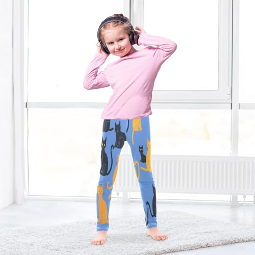 Toddler Girls Leggings Printed Yoga Pants Leggings Blue Background Cats for Kids4