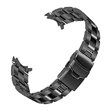 Kai Tian Cinturino Orologio 20mm Cinturino Ricambio Orologio Acciaio Inossidabile Bracciale Affusolato Design Estremità Curve Fibbia Pieghevole Nero