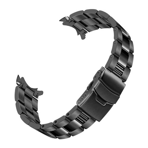 Imagen de Kai Tian Watch Band Correas de reloj 20mm de acero inoxidable macizo Reemplazo de pulsera de reloj cónica negra Diseño de extremo curvo con hebilla plegable
