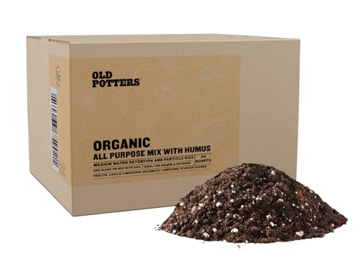 Old Potters All-Purpose Growing Media with Humus for - Heavier Pre-moistened Planting Soil Blend with Canadian Peat Moss Perlite and Humus 24 Quarts