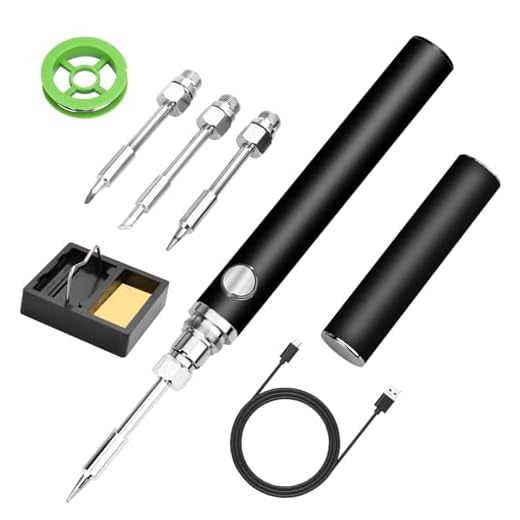 Dmyond Cordless Soldering Iron Kit, USB Rechargeable Portable Cordless Soldering Iron, 3 Temperature Adjustment Soldering Iron Tool Kit for Home Appliance Repair, DIY