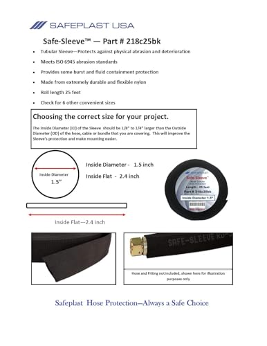 Image of Caplugs PTPS Series - Safeplast Safe-Sleeve, Woven Textile Hose & Cable Protector, Durable Black Polyester, 0.83 inch ID x 300' L, Hydraulic & Pneumatic Hoses, Construction, Manufacturing (108C300BK)