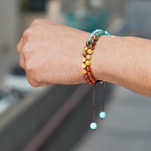 Image of 7 Chakra Healing Crystal Bracelet for Men & Women | Natural Stone Beads | Meditation, Yoga & Anxiety Relief Bracelet | Reiki Energy Balancing Beads with Amethyst, Lapis Lazuli, Aventurine, Carnelian & Jasper
