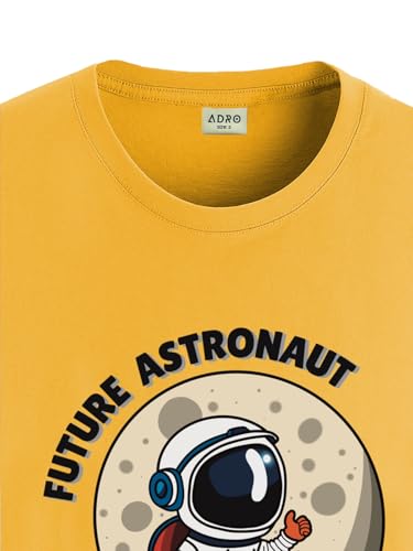 Image of ADRO T Shirts for Boys & Girls | Astronaut Printed T-Shirt | Ages 3-14 | 100% Cotton Round Neck Tshirt for Boys
