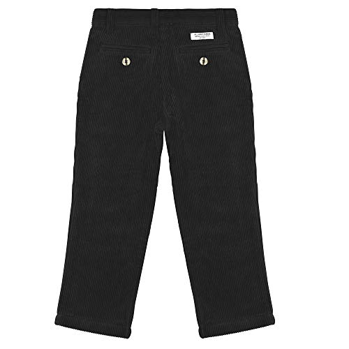 Buyless Fashion Boys Pants Flat Front Straight Cut Wide Corduroy Pattern - 17W1424-BLK-24M Black