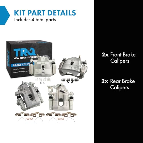 Image of TRQ Front and Rear Brake Caliper Set Zinc Coated Brackets Compatible with 2008-2015 Scion xB