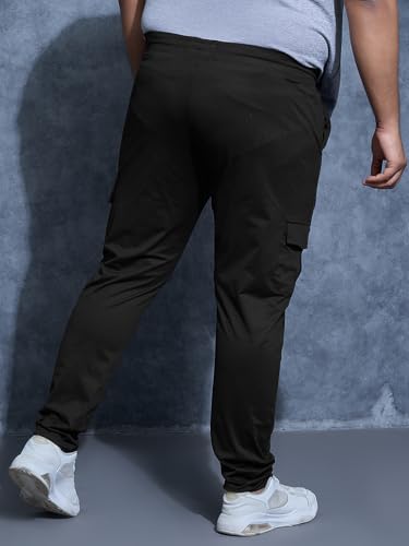 Image of Men's Solid Relaxed Fit Cargo Track Pants with DURACOOL+ | Moisture-Wicking Breathable Sports Joggers | Multi-Pocket Athletic & Casual Bottom Wear