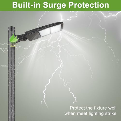 480V High Voltage 300W LED Shoebox Light, Parking Lot Pole Lightis, Outdoor LED Area Light 1000W MH/HPS Equiv. Surge Protector, 1-10V Dim, 42000LM 5000k DLC UL Listed 277-480V Direct Arms Mount