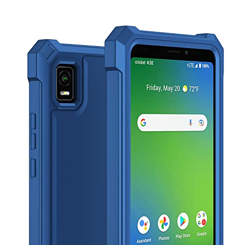 Haij For Cricket Vision Plus Case, With Tempered Glass Screen Protector 360 Full-Body Soft Tpu Bumper Shockproof Silicone Protective Phone Cover Case For Cricket Vision Plus/Cricket Emmett (Blue) #TOP5