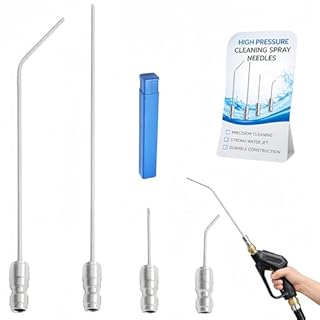 4Pcs High Pressure Washer Nozzle Kit, Rv Water Heater Flush Wand Tool, Spray Extension for Gutter, Washing Machine, And Ac Cleaning, Stainless Steel Sprayer Tank Needle, Quick-Connect (4Pcs)