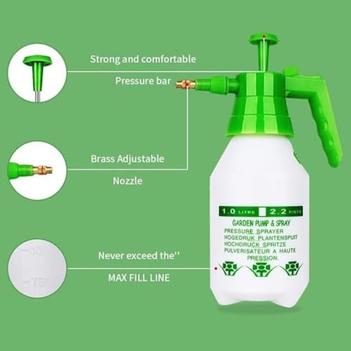 Image of 1 Litre Garden Spray Bottle - Hand Pressure Water Sprayer for Plants, Gardening, Flowers & Home Cleaning | Multipurpose Manual Pump Sprayer with Adjustable Nozzle & Easy Grip Handle
