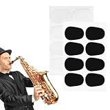 FUHAMJ 16 Stück Mundstückkissen, Klarinetten Zubehör Bissgummi, 0.8Mm Alt-Tenor-Saxophon-Mundstück-Kissen, Ovale Silikon Mundstück Patches, Für Anfänger, Saxophone Und Klarinetten (Schwarz/Weiß)