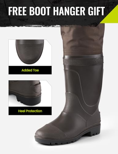 TIDEWE Hip Wader, Lightweight Hip Boot for Men and Women, 2-Ply PVC/Nylon Fishing Hip Wader Brown Size 7 - Thumbnail 3