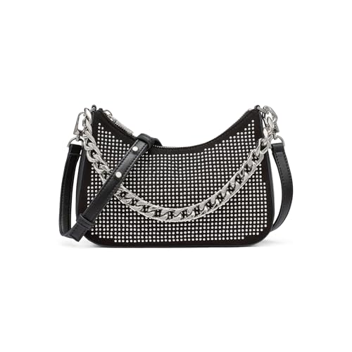 Bandoulière femme noir DKNY Jenna Demi Crossbody petit sac à main élégant avec détails argentés