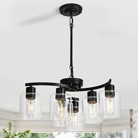 Eatich Black Modern Farmhouse Chandelier Cover