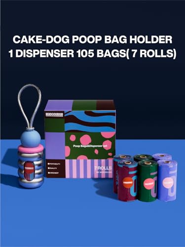 Image of Dog Poop Bags with Dispenser, Leak Proof and Extra Thick Pet Waste Bags for Walking Dog and Cats Litter, 1 Bag Holder and 105 Bags (Silver)