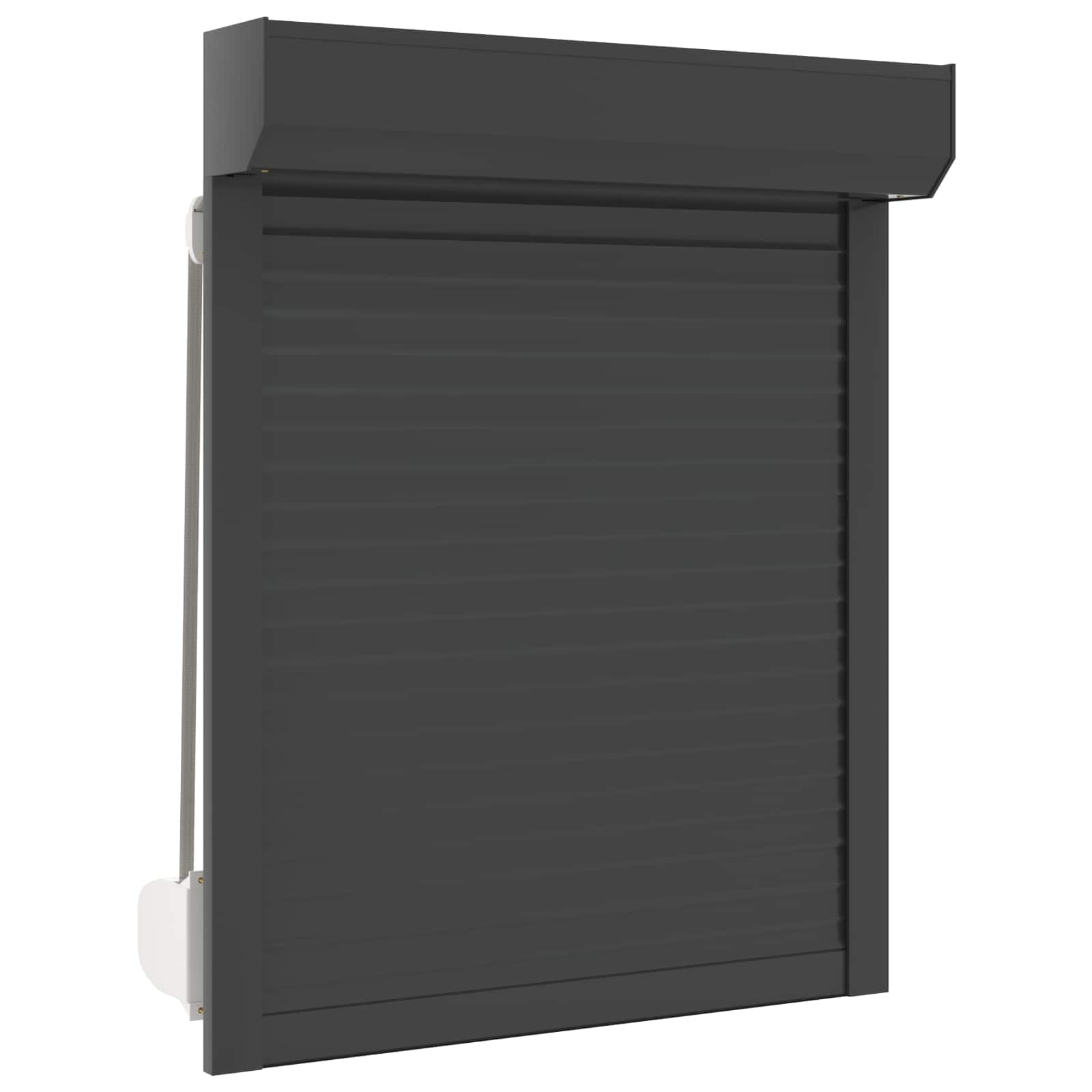 Volet roulant anthracite 70 x 100 cm, en aluminium et polyuréthane pour fenêtre, volet roulant manuel avec rails de guidage, brise-vue et régulation de la lumière pour l'extérieur