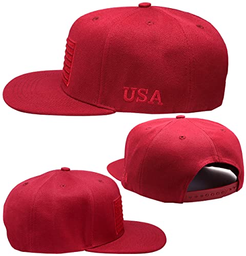 Image of Antourage American Flag Unisex Baseball Hat for Men and Women | USA Flag Mesh Snapback Flat Visor Cap + 2 Patriotic Patches