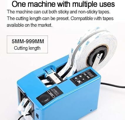 Distributore automatico di nastro – Display digitale, lunghezza regolabile 5-999 mm, velocità 200 mm/s, ideale per ufficio e imballaggio
