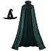 Adults Velvet Hooded Cape Costume, Starry Cloak for Women Men Witch Wizard Magician Cosplay Halloween Masque Party