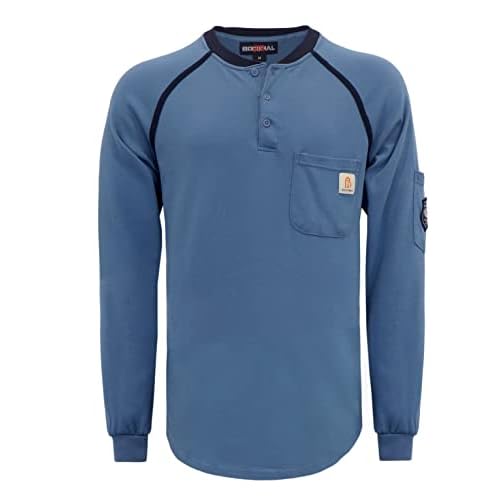 BOCOMAL FR Shirts for Men 5.5oz Lightweight Henley Flame Resistant Clothing |…