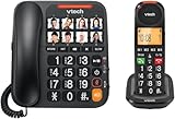 VTech Schnurgeb./Schnurloses Telefon, Digit. Anrufbeantworter, 8 Foto-Direktwahltasten, große Tasten/Display, hörgerätekompatibel, Lautstärkenregler, Opt. Rufanzeige, Anrufblocker | CL6550