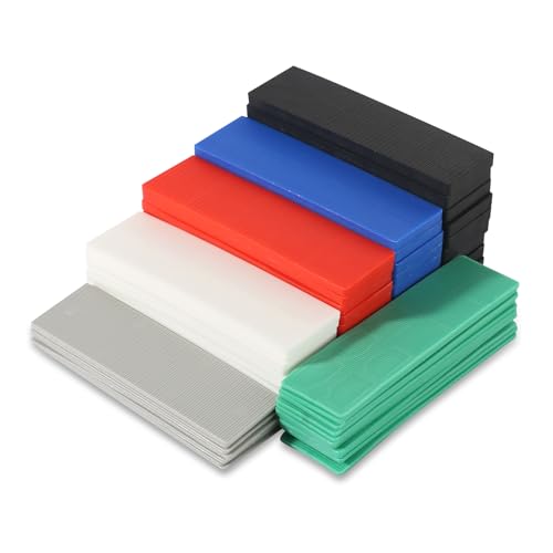 60 Pezzi Set di Blocchi per Vetri in Plastica 100 x 28 x 1-6mm Distanziatori in Plastica Piastre di Compensazione Cunei per Piastrelle Cunei per Mobili Spessori in Plastica per la Posa di Piastrelle