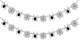 Uniwish Felt Spider Spiderweb Banner Garland Halloween Spider Web Decorations Outdoor Indoor Home Decor Spooky Themed Birthday Party Supplies Photo Props