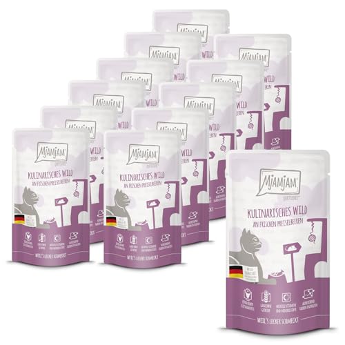 Produktbild von Mjamjam Katzen Nassfutter kulinarisches Wild an frischen Preiselbeeren - 12 x 125 g