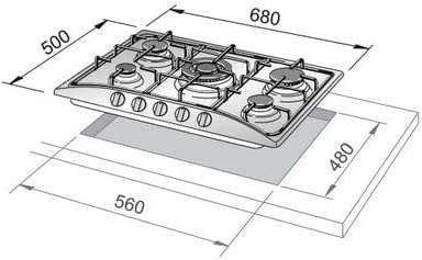 DeLonghi ROF 57 PRO Incasso Piano cottura a gas Avena piano cottura