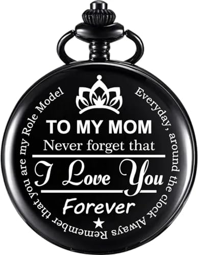Image of Vintage Gandhi Style Pocket Watch with Engraved Designs & Messages Royal Black Analog for Men Women & Kids Includes Key Ring for car or Bike Keys Ideal Gift