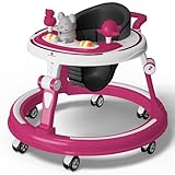 StarAndDaisy 360 Baby Walker 6-24 Months / 7 Level Height Adjustment Walker for Kids Boy and Girl with Switchable Food & Musical Toy Tray/Premium Baby Activity Walker - Pink