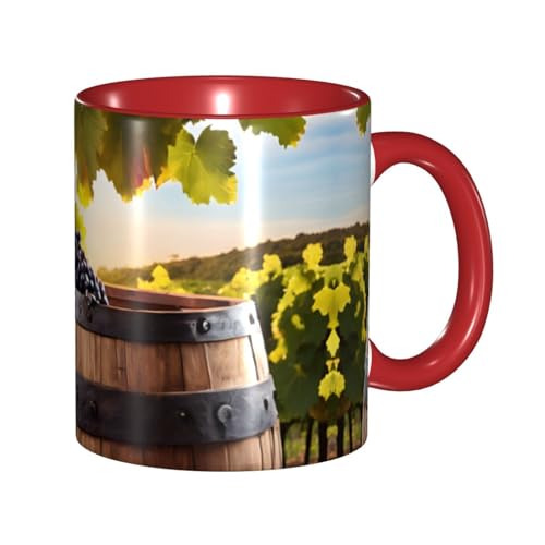DZBDWZXH Tazas de café de cerámica roja de 325 ml, (vino tinto), taza de café de restaurante con impresión para café, capuchino, té, cacao, cereales