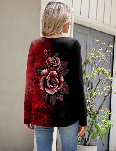 Image of Zeagoo Long Sleeve Shirts for Women Fall Tops Casual Dressy V Neck Blouses Boho Tunic Western Clothes Vacation Outfits