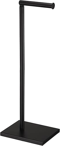 Soporte de papel higiénico de baño con reserva, soporte de rollo de papel higiénico de acero inoxidable, color negro DECLUTTR