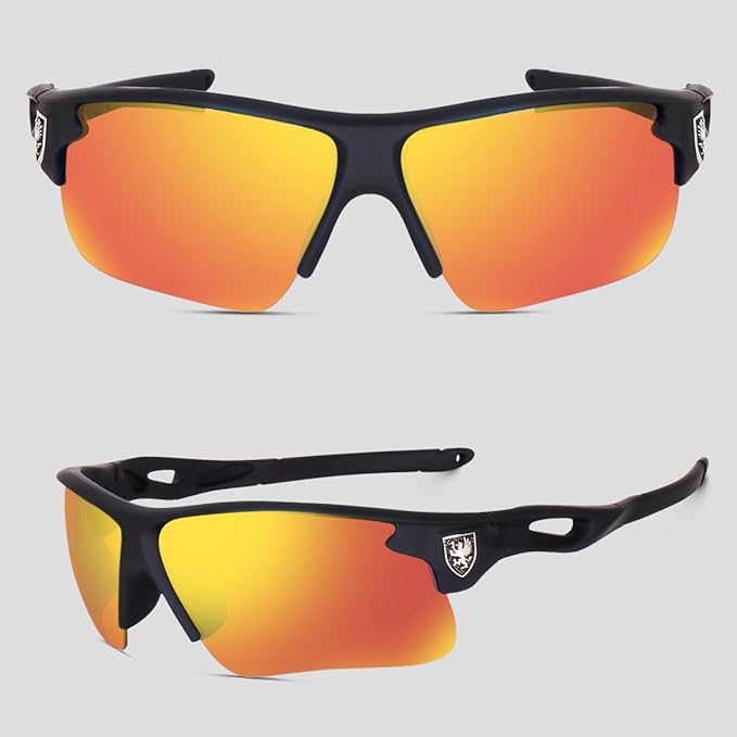 Image of Roshfort Sports Non Polorized Sunglasses UV Protection Sunglass for Men & Women Cycling Running Driving Fishing Multi Shade Glasses ITALIC (Size -Medium)