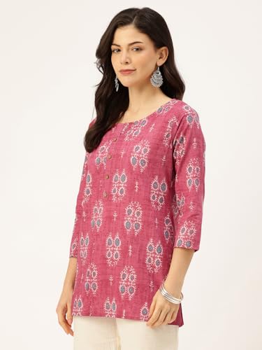 Image of feranoid Printed Top with Round Neck & 3 /4 Sleeves (S-XXL)