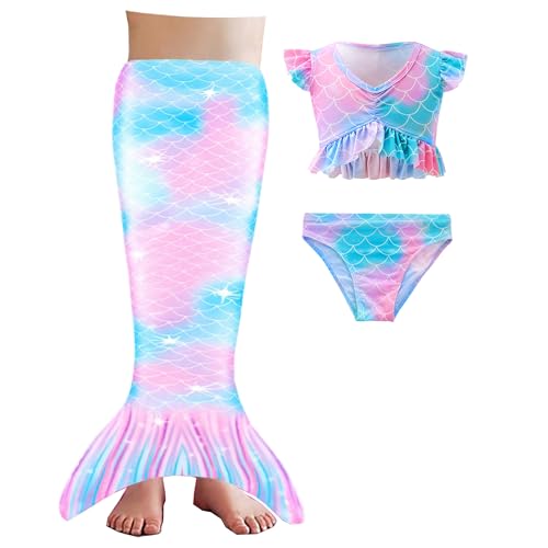 Image of GALLDEALS Girls 3 Piece Swimsuit Bathing Suits Bikini with Cover Up Skirt 3 to 12 Years