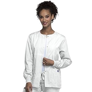 Cherokee scrubs jacket for women, Snap Front Warm-Up Jacket with 3 Pockets and Easy Care – 4350