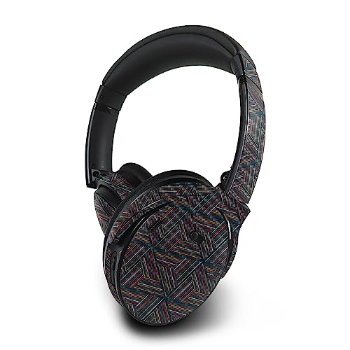 Image of MightySkins Carbon Fiber Skin Compatible with Bose QuietComfort 45 Headphones Triangle Stripes | Protective, Durable Textured Carbon Fiber Finish | Easy to Apply