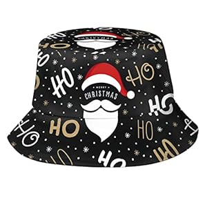 Ho Ho Ho with Santa Claus Hat Bucket Hat for Women Men Boys Girls, Fashion Packable Unisex Print Outdoor Christmas Bucket Hat