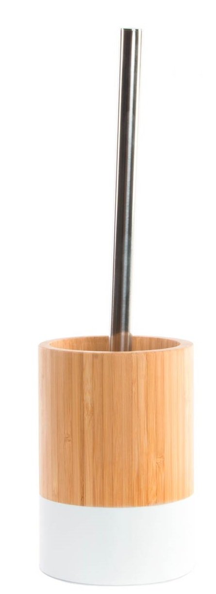 Pot à balai toilette bambou brosse WC bois support de salle de bain