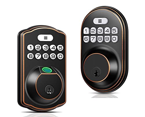 Keyless Entry Door Lock, Kawden Electronic Deadbolt With Fingerprint Reader&Keypad Door Lock, Backlit Keypad Auto-Locking Front Door Lock, Easy To Program, Smart Lock Fits Most Standard Doors #TOP7