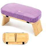 Estleys Meditation Bench, Bamboo Meditation Stool, Folding Kneeling Meditation Bench, Seiza Prayer Bench, Prayer Bench with Meditation Cushion, Kneeling Stool(Purple)