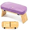 Meditation Bench, Bamboo Meditation Stool, Folding Kneeling Meditation Bench, Seiza Prayer Bench, Prayer Bench with Meditation Cushion, Kneeling Stool(Purple)