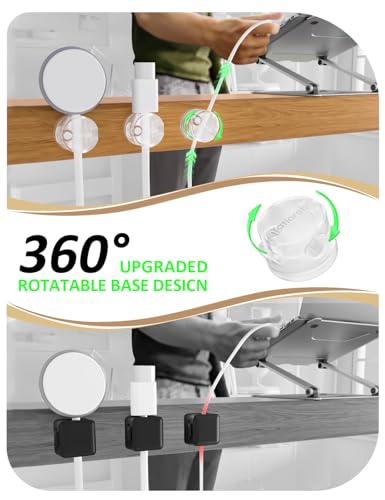 Abrazaderas para gestión de cables, paquete de 7 organizadores de cables transparentes, sujetadores de cables para escritorio compatibles con cables de 0 a 8 mm miniatura 2