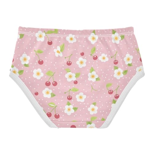 Wusikd Cute Cherry Girls' Underwear Cotton Flower Pink Girls Briefs Soft Toddler Underwear 2T2