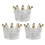 Crystal Glass Candle Holder Set of 3 Crown Shaped Makeup Sponge Beauty Egg Storage Rack Jewelry Watc